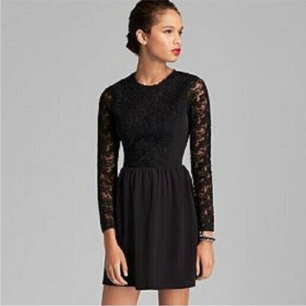 Dolce Vita Black Lace Long Sleeve Fit & Flare Mini Dress Size M